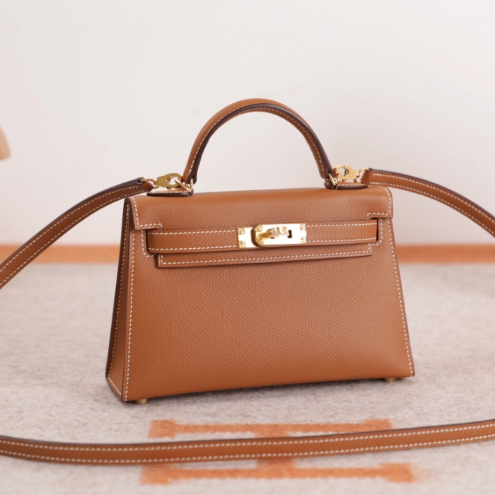 반수공 에르메스 미니 켈리백 20 골드브라운 금장 엡송