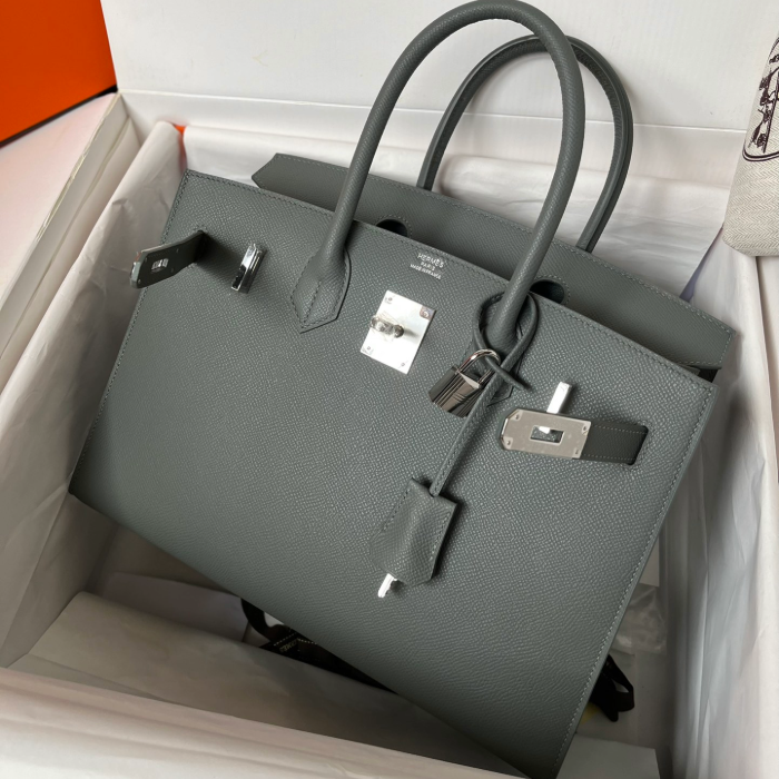 반수공 에르메스 버킨백 30 그레이그린 은장 엡송