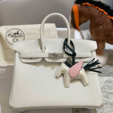 반수공 에르메스 버킨백 25 화이트 은장 토고가죽