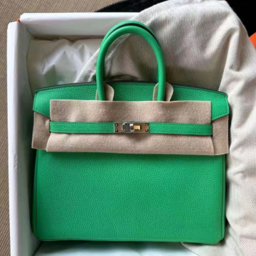반수공 에르메스 버킨백 25 그린 은장 토고가죽