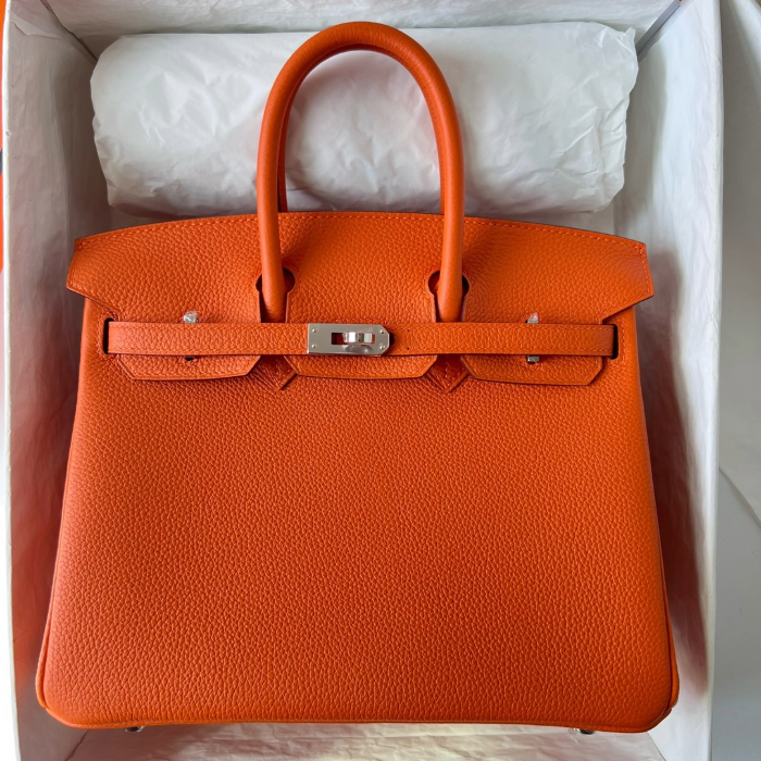 반수공 에르메스 버킨백 25 오렌지 은장 엡송