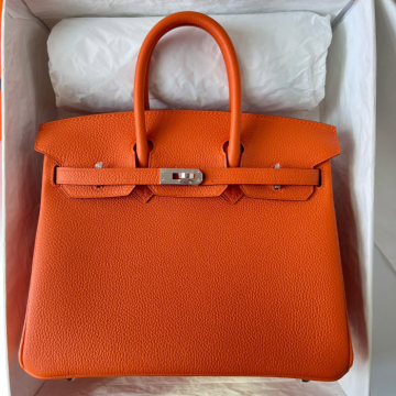 반수공 에르메스 버킨백 25 오렌지 은장 엡송