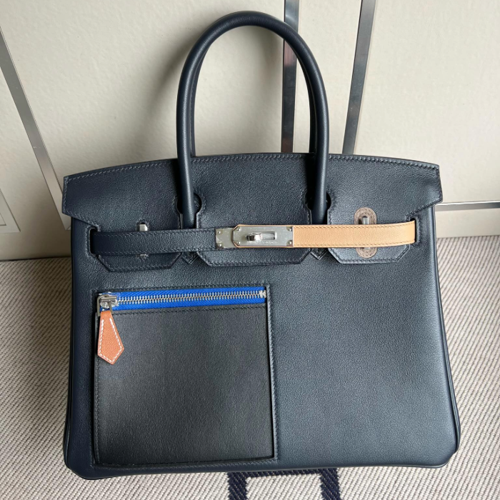 반수공 에르메스 버킨백 30 블랙 은장 스위프트가죽 패스포트