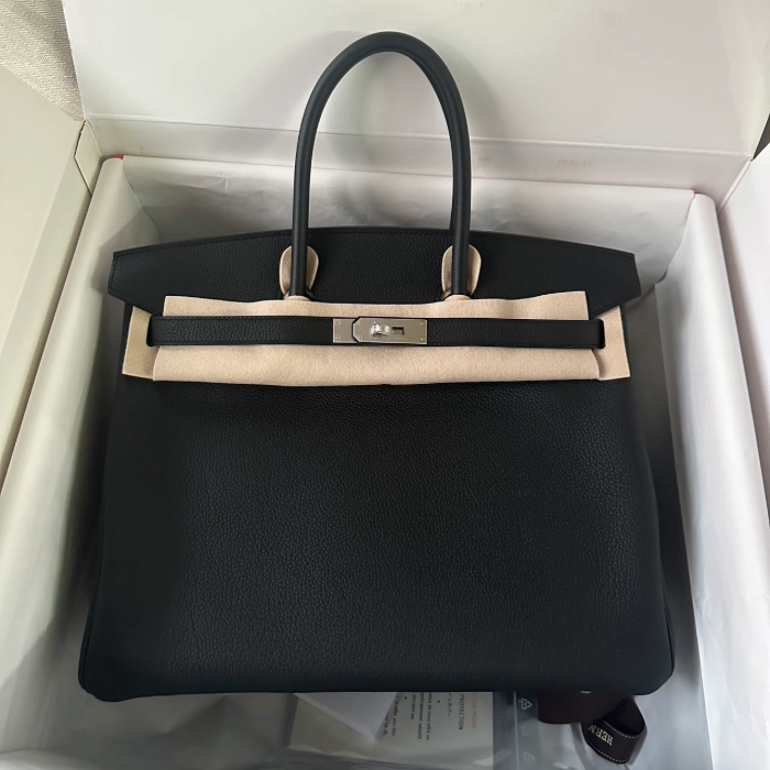 반수공 에르메스 버킨백 35 블랙 은장 토고가죽