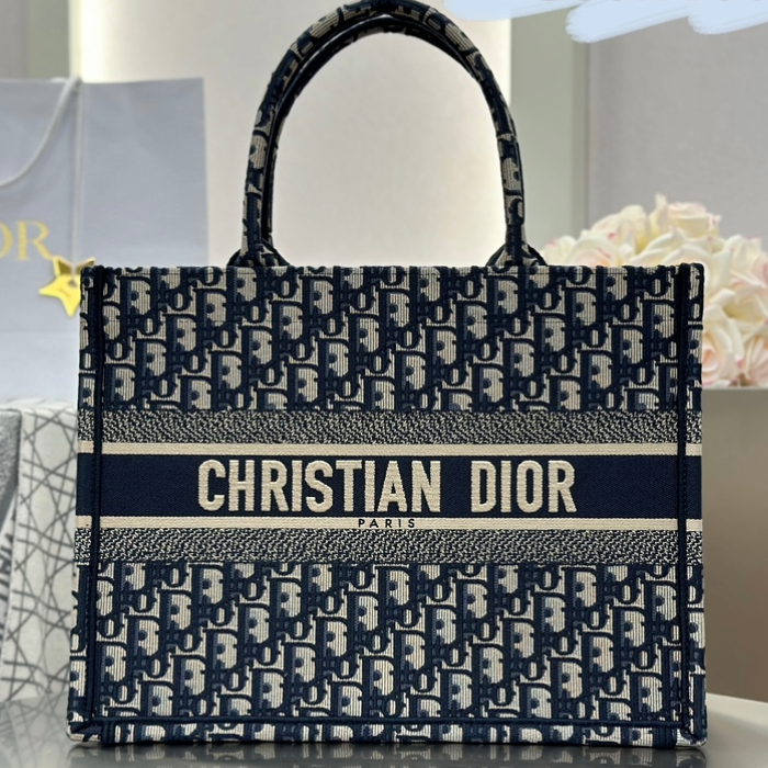 디올 오블리크 자수 북토트 토트백 블루 스몰 미디움 라지