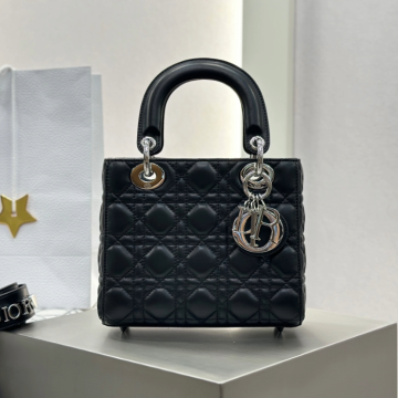 디올 레이디 디올 미디엄 백 ABC 스몰 블랙 실버버클