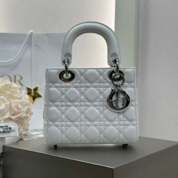 디올 레이디 디올 미디엄 백 ABC 스몰 화이트 실버버클