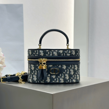 디올 30 몽테인 미니 베니티 케이스 오블리크 자카드 블루