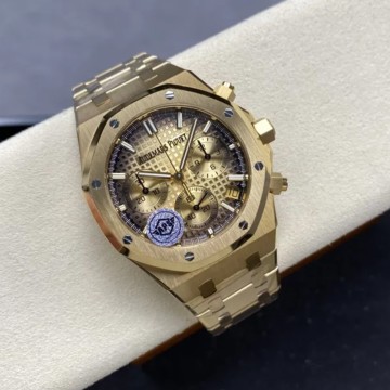 APS공장 오데마피게 로얄오크 크로노그래프 옐로우 다이얼 프로스트 골드 41mm 26240 YG