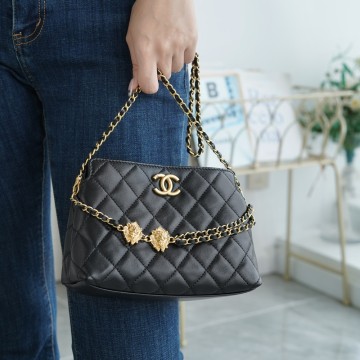 팬더샵 샤넬 크로스 월렛 미니 더블체인 램스킨 블랙