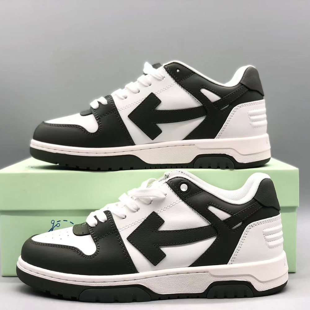 오프화이트 화이트/다크 그린 아웃 오브 오피스 사토리얼 스니커즈