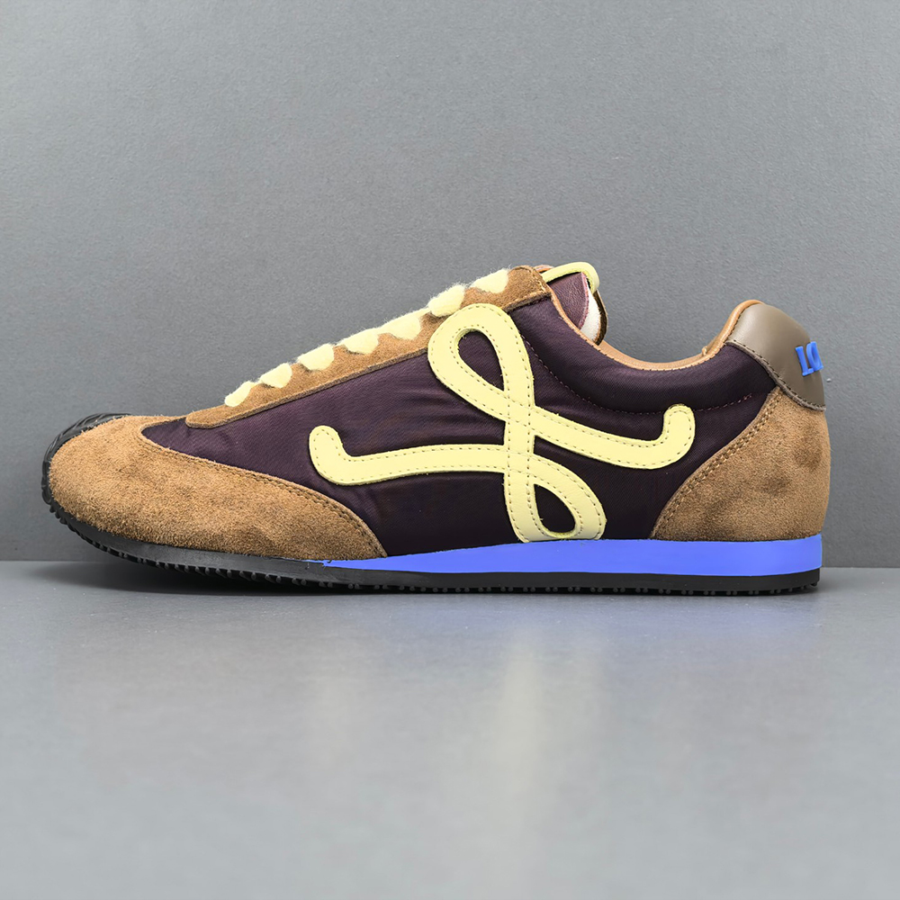 로에베 나일론 앤 스웨이드 플로우 러너 브라운 옐로우