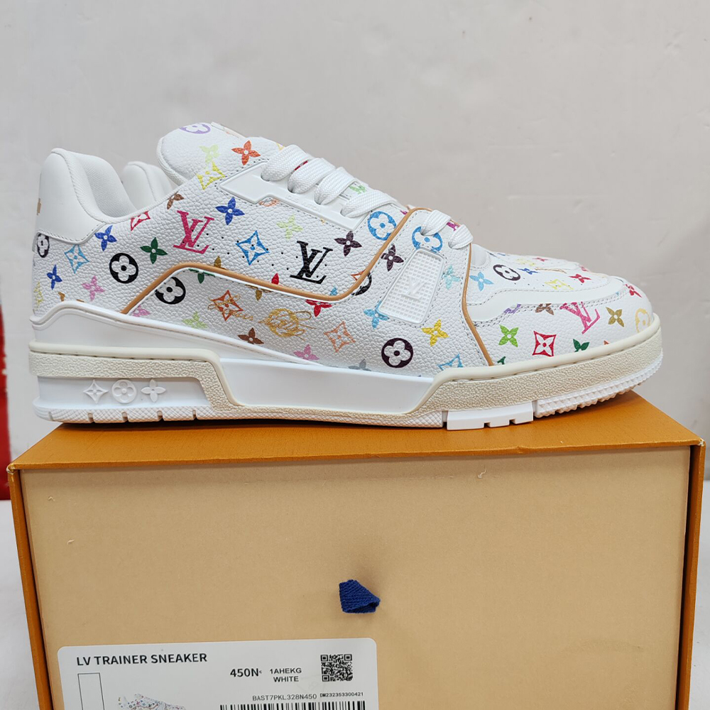 루이비통 x 무라카미 타카시 LV 트레이너 스니커즈 멀티컬러 화이트