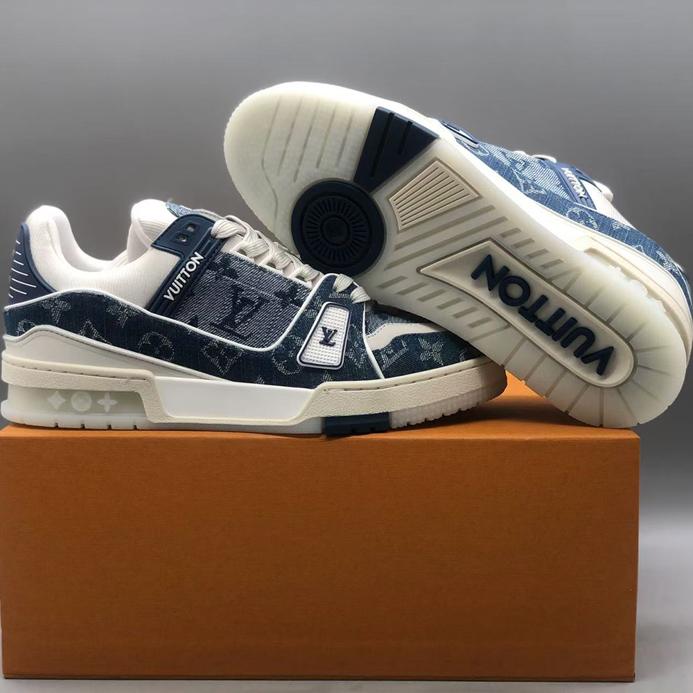 루이비통 LV 트레이너 스니커즈 모노그램 데님 블루