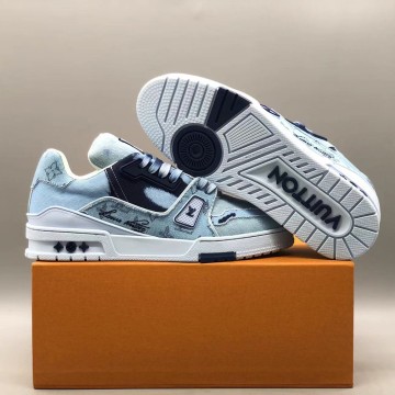 루이비통 LV 트레이너 스니커즈 모노그램 데님 라이트 블루