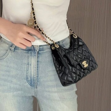 팬더샵 샤넬 포켓 체인 호보백 스몰 유광 블랙