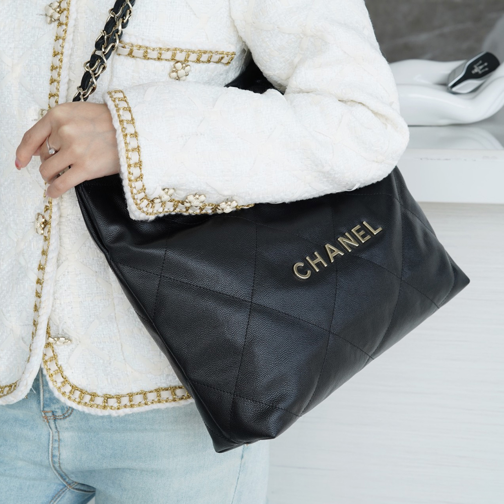 팬더샵 샤넬 22P 22백 캐비어 스몰 블랙 은장