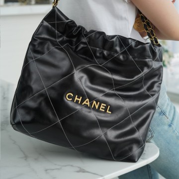 팬더샵 샤넬 22P 22백 캐비어 스몰 블랙 금장