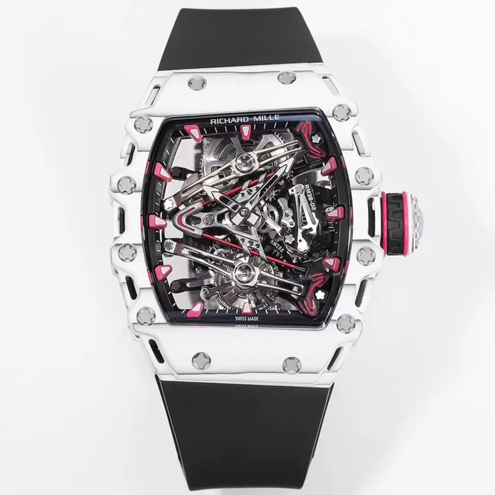 RM공장 리차드밀 수동 와인딩 투르비용 부바 왓슨 화이트 카본 케이스 블랙 러버밴드 RM38-02