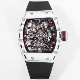 RM공장 리차드밀 수동 와인딩 투르비용 부바 왓슨 화이트 카본 케이스 블랙 러버밴드 RM38-02