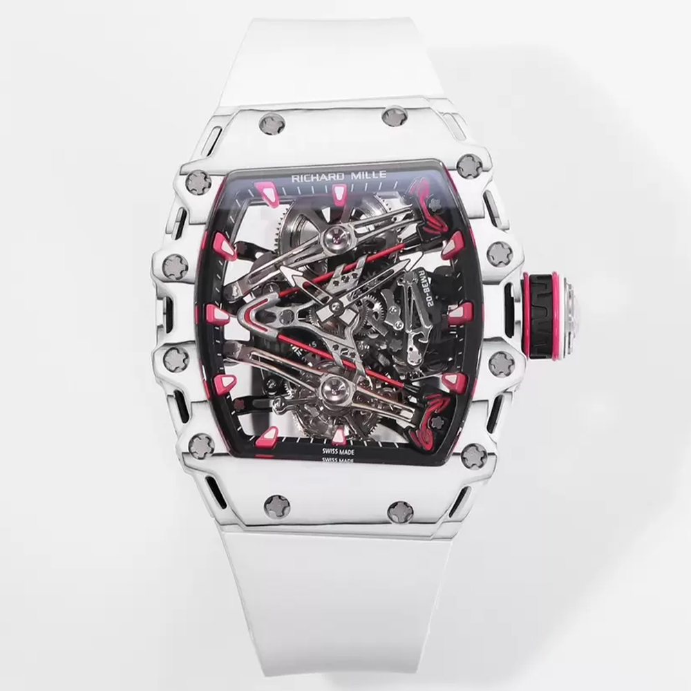 RM공장 리차드밀 수동 와인딩 투르비용 부바 왓슨 화이트 카본 케이스 화이트 러버밴드 RM38-02