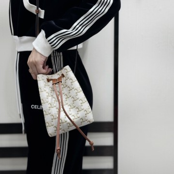 셀린느 마이크로 세일러 트리옹프 캔버스 앤 카프스킨 화이트 탄