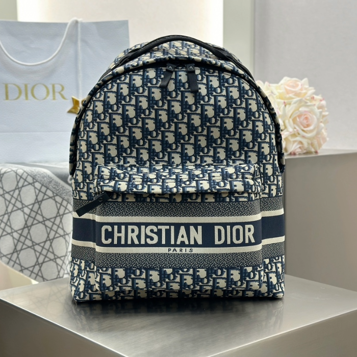 디올 트래블 백팩 오블리크 자카드 블루