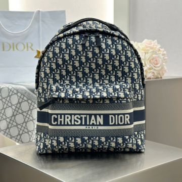 디올 트래블 백팩 오블리크 자카드 블루