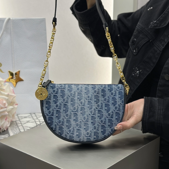 디올 블루 데님 스타 칼리스토 숄더백