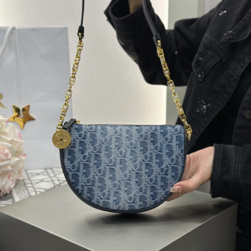 디올 블루 데님 스타 칼리스토 숄더백