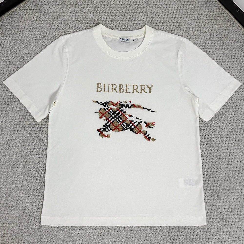 버버리 크로스 스티치 EKD​ 코튼 티셔츠 화이트
