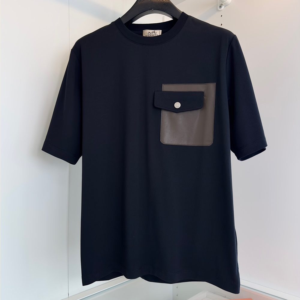 에르메스 포켓 장식 반팔 티셔츠 블랙