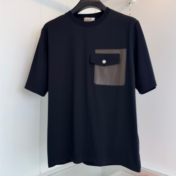 에르메스 포켓 장식 반팔 티셔츠 블랙