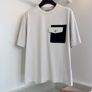 에르메스 포켓 장식 반팔 티셔츠 화이트