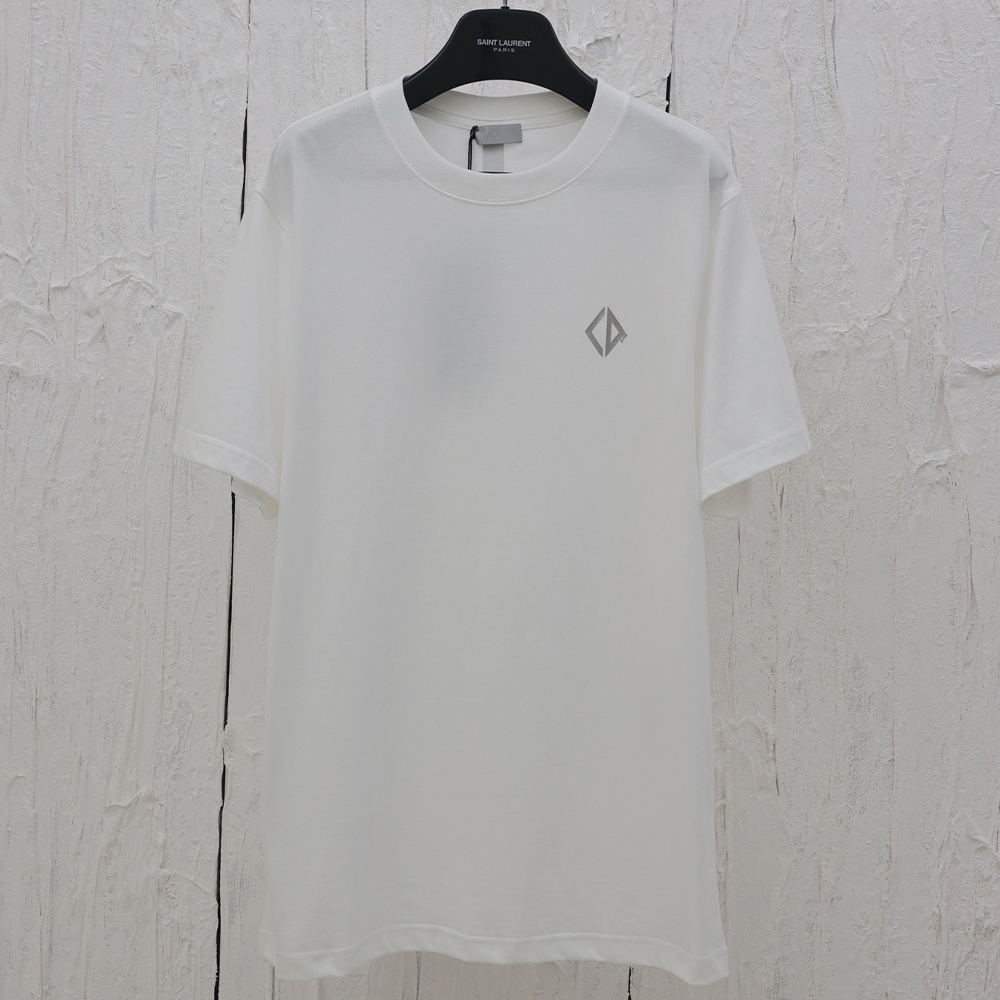 디올 다이아몬드 캐주얼 코튼 저지 티셔츠 화이트