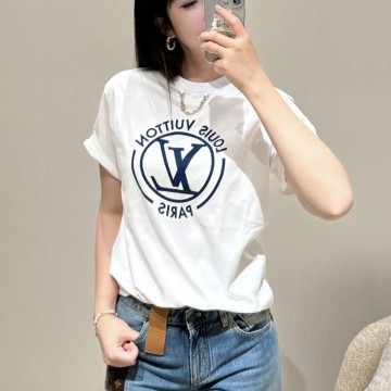 루이비통 플록드 LV 티셔츠 화이트