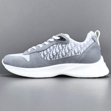 디올 B25 러너 스니커즈 그레이 스웨이드, 화이트