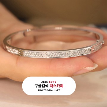 까르띠에 러브 팔찌 다이아 파베 스몰 SM 화이트 골드 18K
