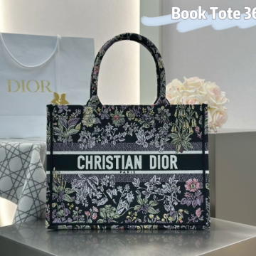 디올 미디엄 북 토트백 블루 멀티 컬러 Millefiori Unicorn 모티브 자수