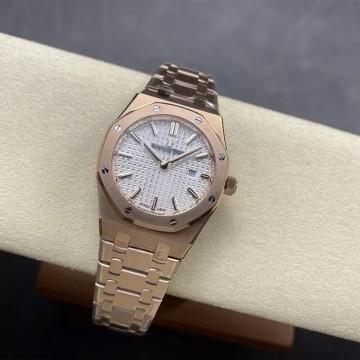 ZF공장 오데마피게 로열오크 레이디 화이트 다이얼 로즈골드 33mm 67651