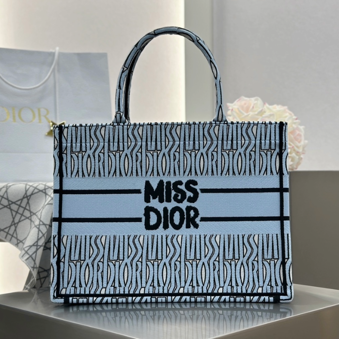 디올 미디엄 북 토트백 미스디올 블루