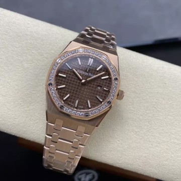 ZF공장 오데마피게 로열오크 레이디 브라운 다이얼 로즈골드 33mm 67651