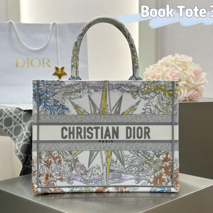 디올 미디엄 북 토트백 레브 디인피니 화이트