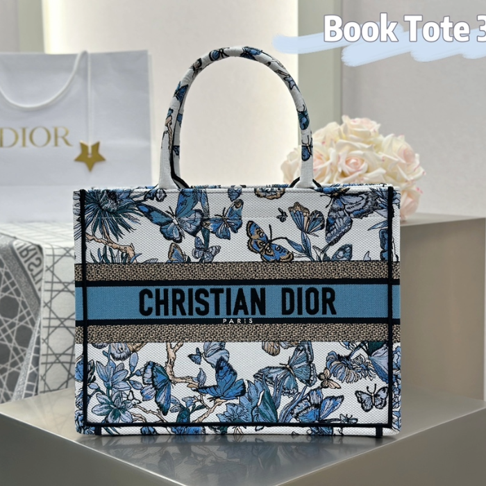 디올 미디엄 북 토트백 화이트 파스텔 미드나잇 블루 멕시코
