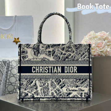 디올 미디엄 북 토트백 라떼 블랙 플랜 드 파리 자수