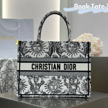 디올 미디엄 북 토트백 화이트 블랙 쏠레이