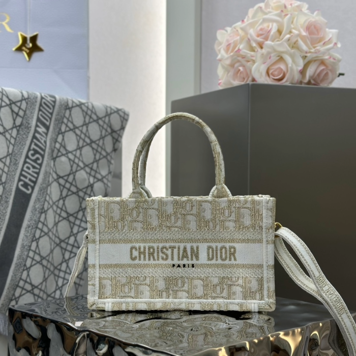 디올 미니 북 토트백 옐로우 골드 오블리크 자수