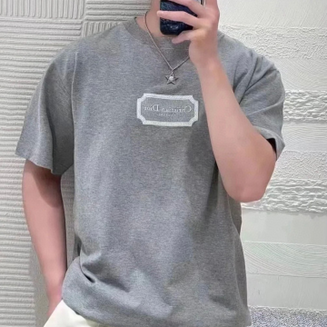 디올 Couture 그레이 코튼 저지 반팔 티셔츠