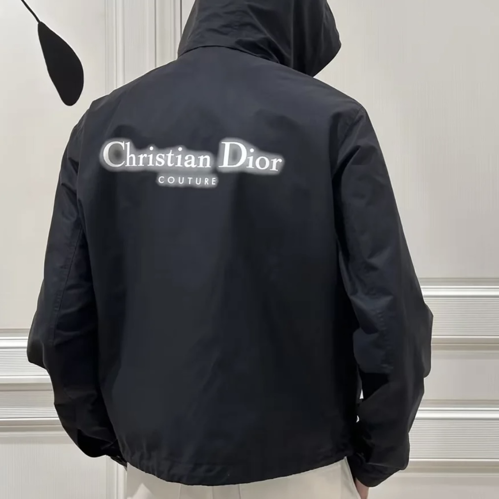 디올 꾸뛰르 윈드브레이커 블랙 코튼 블렌드