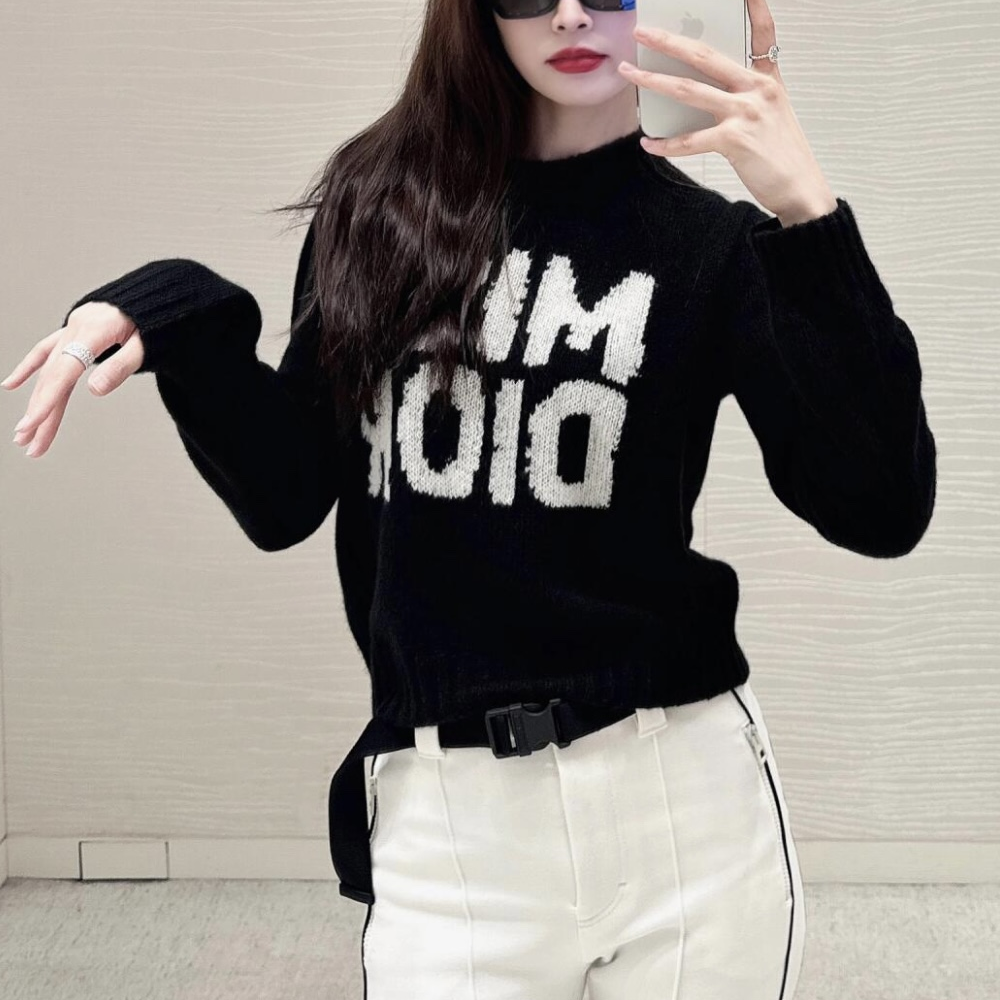 디올 미스디올 모티브 캐시미어 실크 니트 블랙